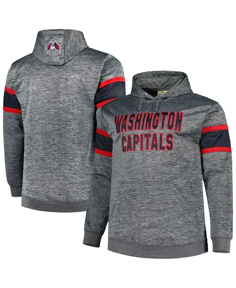 Men's Heather Charcoal Washington Capitals Big and Tall Stripe Pullover Hoodie