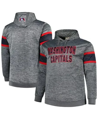 Men's Heather Charcoal Washington Capitals Big and Tall Stripe Pullover Hoodie