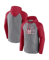 Men's Fanatics Crimson, Heather Gray Oklahoma Sooners Wrap Up Raglan Pullover Hoodie