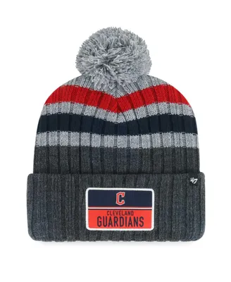 Men's '47 Brand Gray Cleveland Guardians Stack Cuffed Knit Hat with Pom