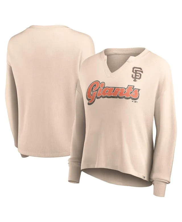 Women's Antigua Scarlet San Francisco 49ers Maverick Waffle Henley Long  Sleeve T-Shirt