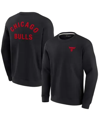 Men's and Women's Fanatics Signature Black Chicago Bulls Super Soft Fleece Oversize Arch Crew Pullover Sweatshirt