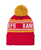 Preschool Boys and Girls Red Kansas City Chiefs Jacquard Cuffed Knit Hat with Pom