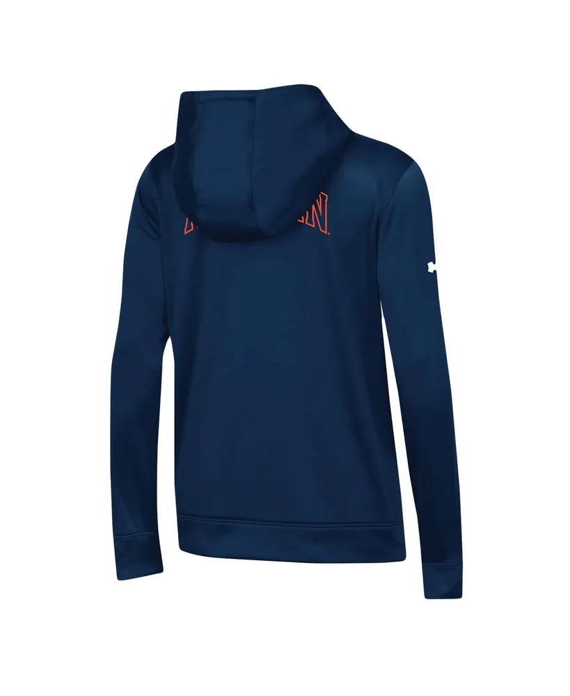 Women's Under Armour Navy Auburn Tigers 2023 Sideline Performance Pullover Hoodie