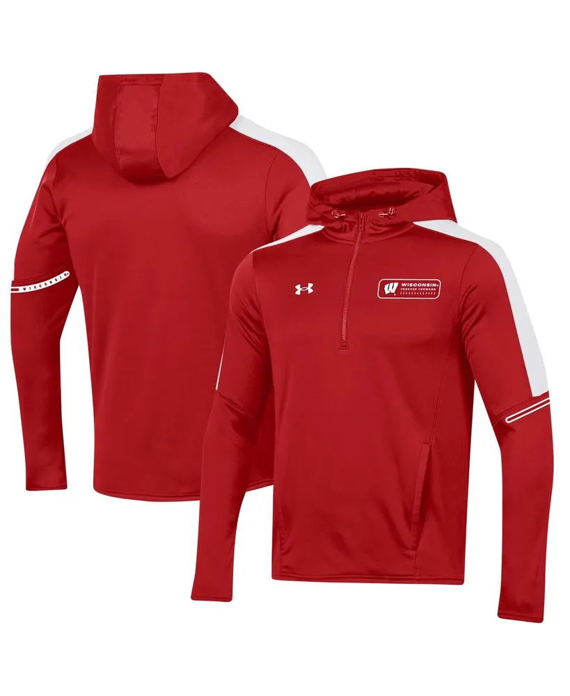 Men's Under Armour Red Wisconsin Badgers 2023 Sideline Quarter-Zip Hoodie