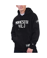 Men's Starter Black Minnesota Wild Hat Trick Pullover Hoodie