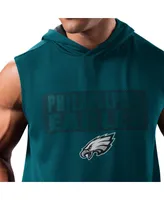 Men's Msx by Michael Strahan Midnight Green Philadelphia Eagles Marathon Sleeveless Pullover Hoodie