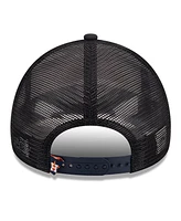 Men's New Era White, Navy Houston Astros Stacked A-Frame Trucker 9FORTY Adjustable Hat