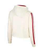 Women's Colosseum Cream Wisconsin Badgers Perfect Date Cropped Pullover Hoodie