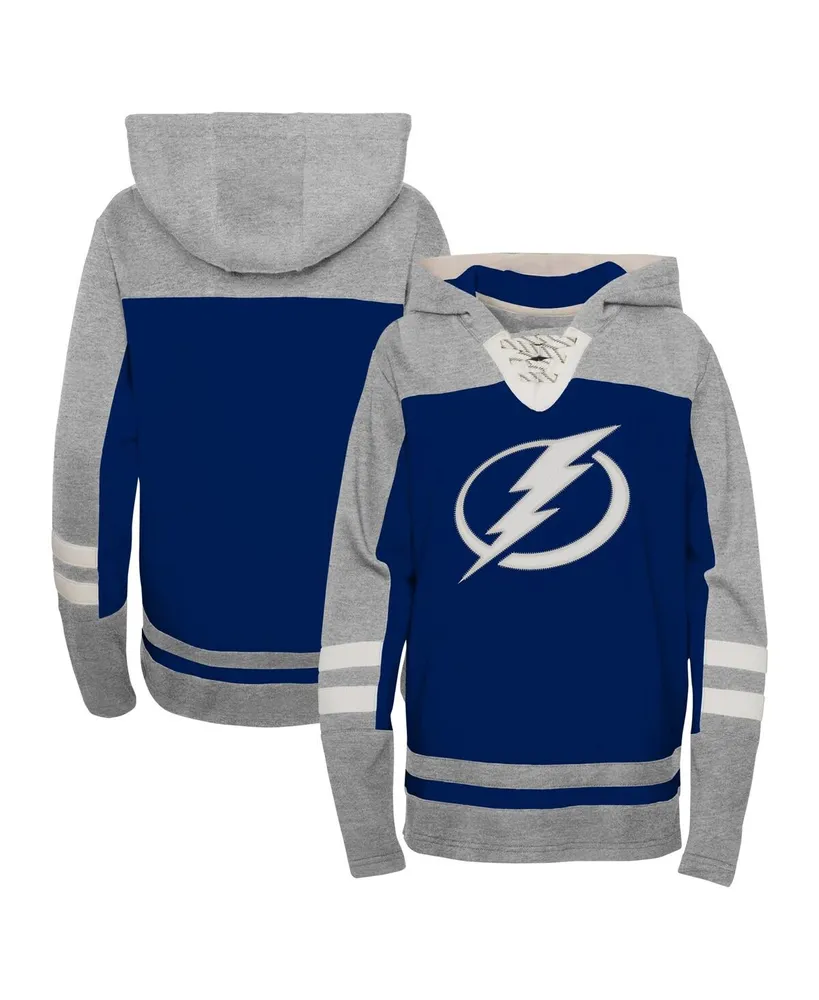 Big Boys Blue Tampa Bay Lightning Ageless Revisited Lace-Up V-Neck Pullover Hoodie