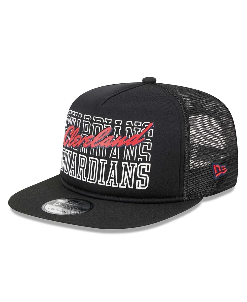 Men's New Era Black Cleveland Guardians Street Team A-Frame Trucker 9FIFTY Snapback Hat