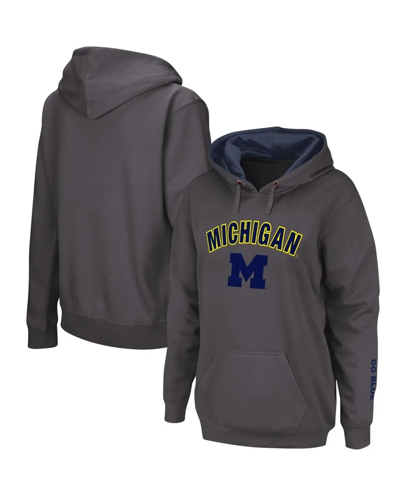 Women's Colosseum Charcoal Michigan Wolverines Arch & Logo Pullover Hoodie