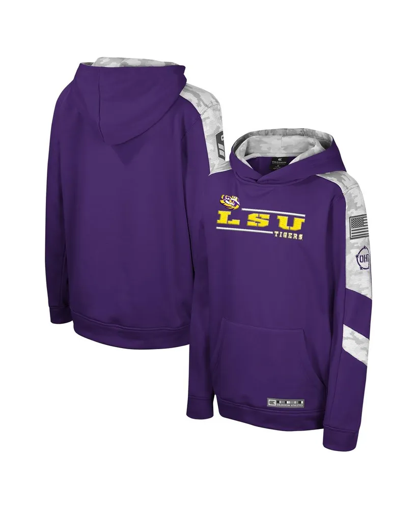 Big Boys Colosseum Purple Lsu Tigers Oht Military-Inspired Appreciation Cyclone Digital Camo Pullover Hoodie