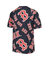 Big Boys Stitches Navy Boston Red Sox Allover Team T-shirt