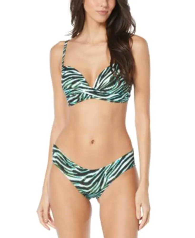 Vince Camuto Womens Printed Draped Bikini Top Cheeky Bikini Bottoms