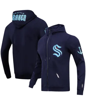 Men's Pro Standard Navy Seattle Kraken Classic Chenille Full-Zip Hoodie Jacket