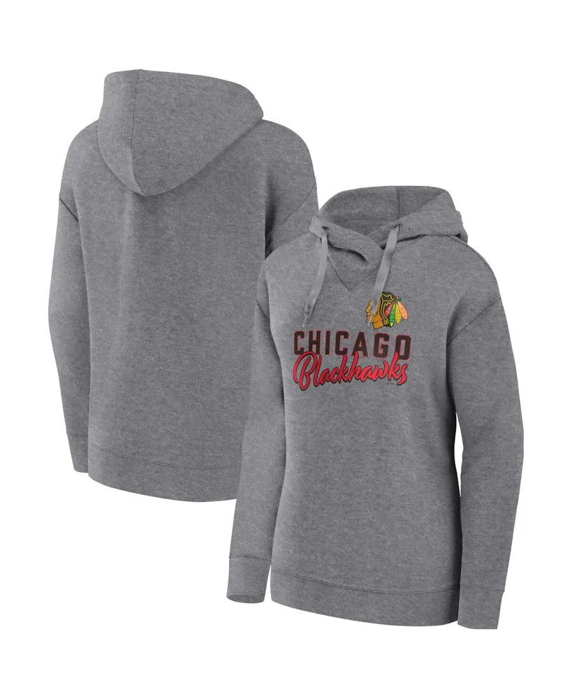 Women's Fanatics Heather Gray Chicago Blackhawks Script Favorite Pullover Hoodie