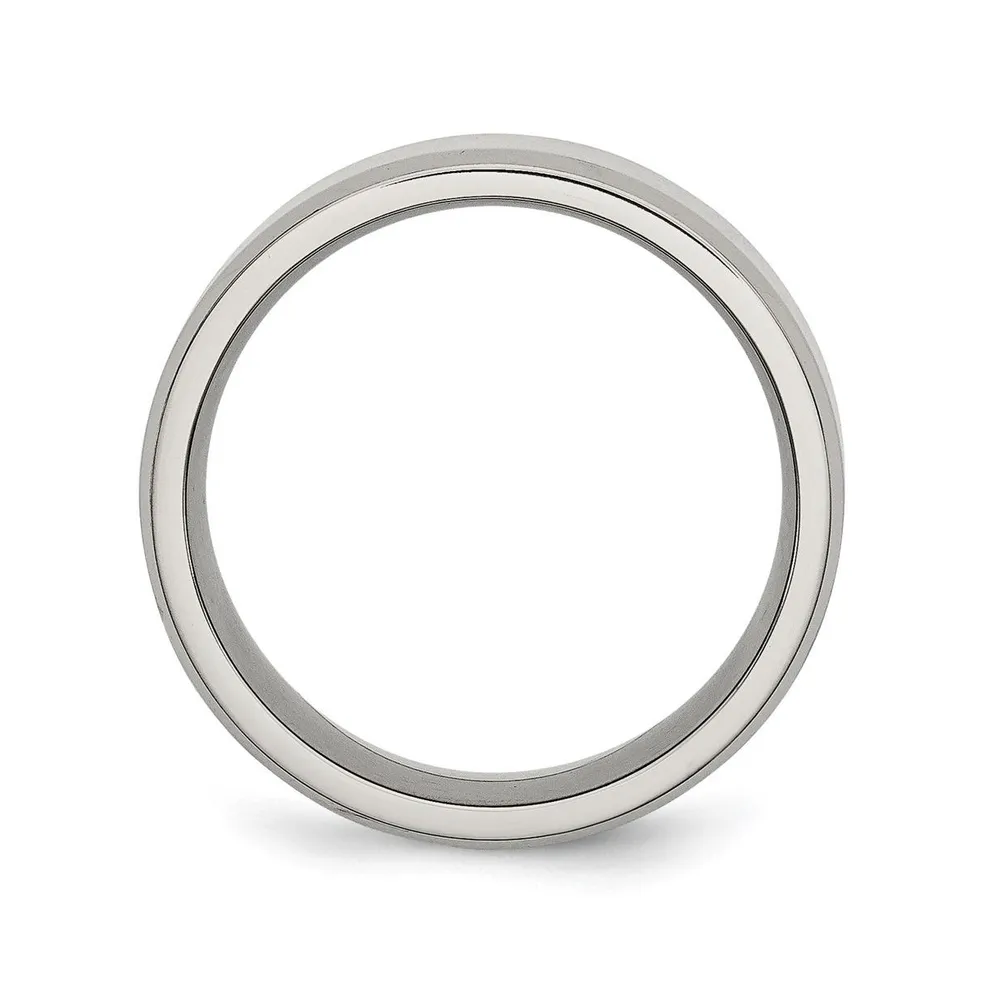 Chisel Stainless Steel Polished 8mm Beveled Edge Band Ring