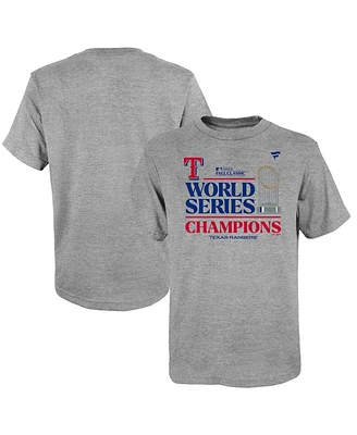 Youth Boys Fanatics Heather Gray Texas Rangers 2023 World Series Champions Locker Room T-shirt