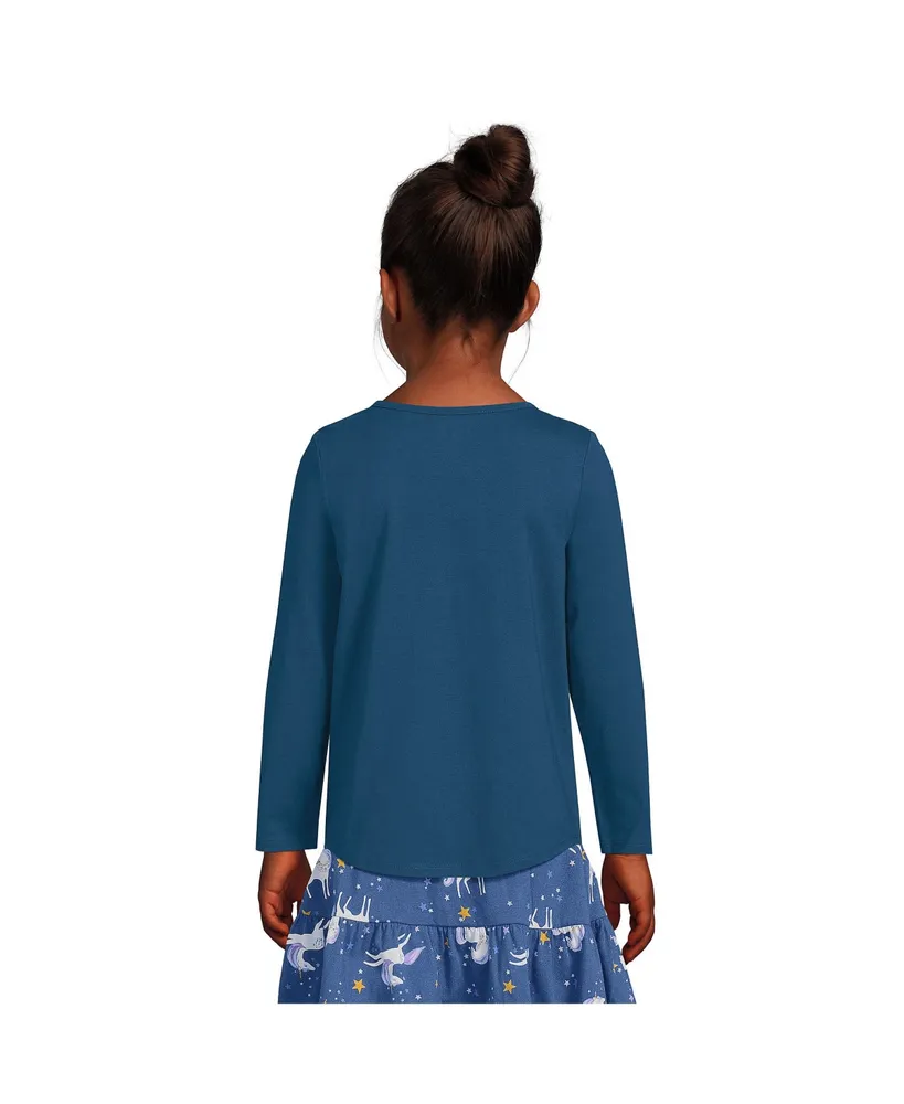Lands' End Girls Child Long Sleeve Curved Hem Graphic Tee