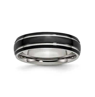 Chisel Stainless Steel Polished Ip-plated 6mm Grooved Band Ring