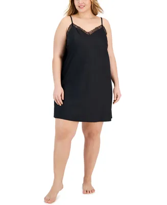 I.n.c. International Concepts Plus Lace-Trim Satin Chemise, Created for Macy's