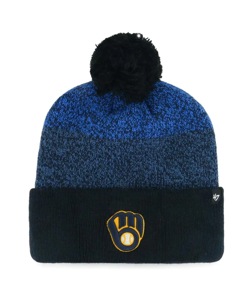 Men's '47 Brand Navy Milwaukee Brewers Darkfreeze Cuffed Knit Hat with Pom