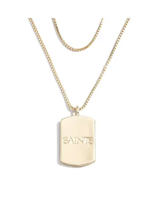 Women's Wear by Erin Andrews x Baublebar New Orleans Saints Gold Dog Tag Necklace