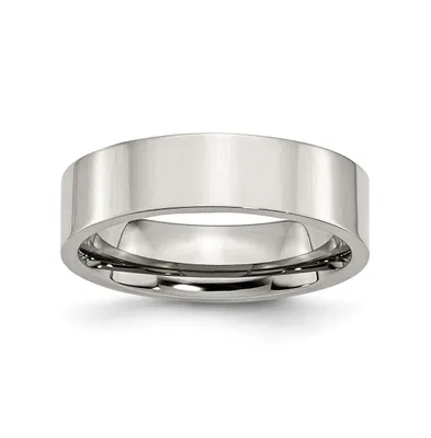 Chisel Stainless Steel Polished 6mm Flat Band Ring