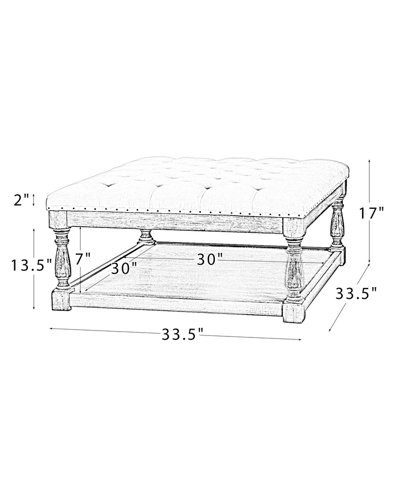 Boyan shelved tufted cocktail ottoman
