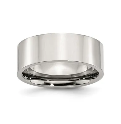 Chisel Stainless Steel Polished 8mm Flat Band Ring