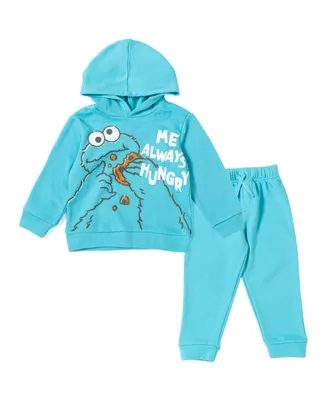 Sesame Street Elmo Cookie Monster Boy's Fleece Pullover Hoodie and Pants Outfit Set Toddler