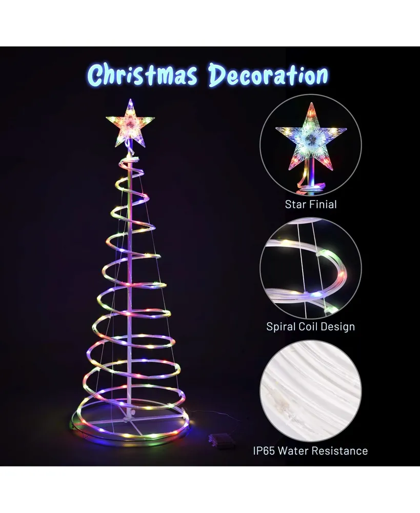 Set of 3 Led Spiral Tree Light Kit 6 Ft 4 Ft 3 Ft Rgb Usb Power Christmas Decor