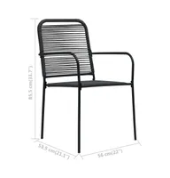 Patio Chairs 4 pcs Cotton Rope and Steel Black