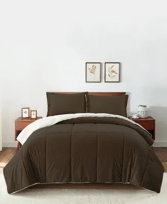 Unikome Classic 3 Piece Mediumweight Quilt Sherpa Ultra-Soft Reversible Down Alternative Comforter Set