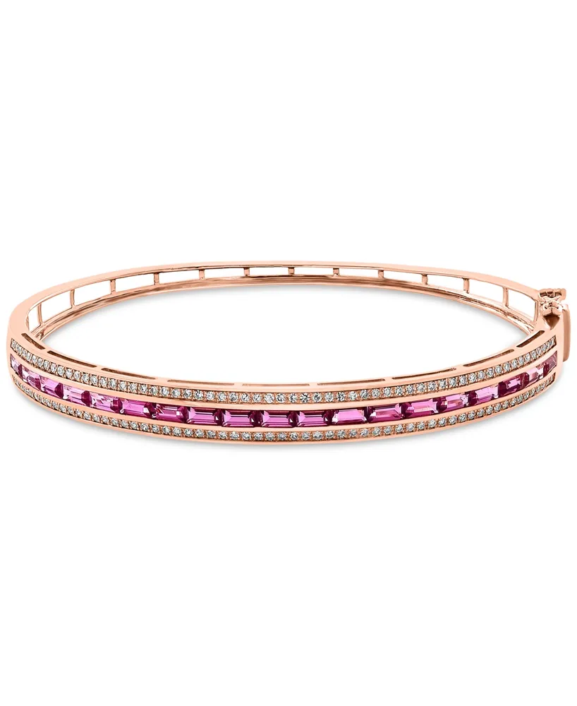 Effy Pink Tourmaline (1-3/8 ct. t.w.), Ruby (3/8 ct. t.w.) & Diamond ( 1/2 ct. t.w.) Bangle Bracelet in 14k Rose Gold