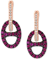 Effy Ruby (3/8 ct. t.w.) & Diamond (1/10 ct. t.w.) Dangle Hoop Earrings in 14k Rose Gold