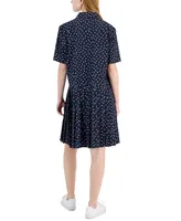 Tommy Hilfiger Women's Polka-Dot Pleated Shirtdress