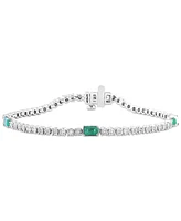 Effy Emerald (3/4 ct. t.w.) & Diamond (1/2 ct. t.w.) Tennis Bracelet in Sterling Silver