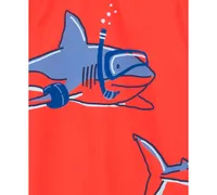 Carter's Toddler Boys Scuba Shark Rash Guard Top and Printed Swim Shorts, 2 Piece Set