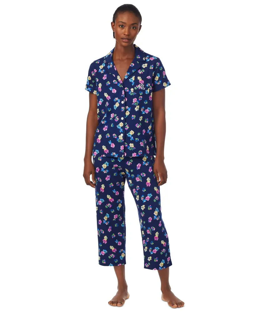 Lauren Ralph Lauren Plus Size Paisley Knit Short-Sleeve Top and Capri  Pajama Pants Set