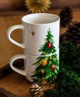 over&back Christmas Tree Stackable Mugs, Set of 4