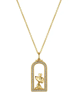 Unwritten Peanuts 14K Gold Flash-Plated Cubic Zirconia Snoopy Pendant Necklace