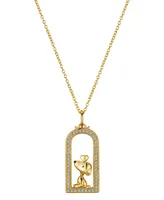 Unwritten Peanuts 14K Gold Flash-Plated Cubic Zirconia Snoopy Pendant Necklace