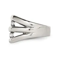 Chisel Stainless Steel Polished Cz Ring