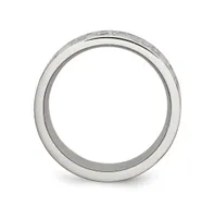 Chisel Stainless Steel Brushed Polished Black Cz 10mm Flat Band Ring