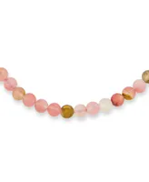 Bling Jewelry Multi Color Simple Mixed Taupe Jasper and Pink Natural Rose Quartz Matte Round 10MM Bead Strand Necklace Silver Plated Clasp 17 Inch