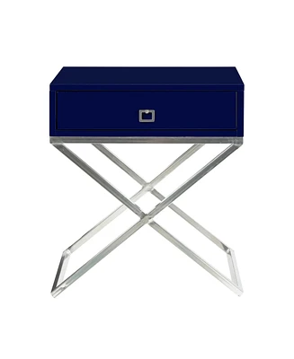 Inspired Home Laila Mdf Lacquer-Finish X-Metal Leg Side Table