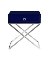 Inspired Home Laila Mdf Lacquer-Finish X-Metal Leg Side Table