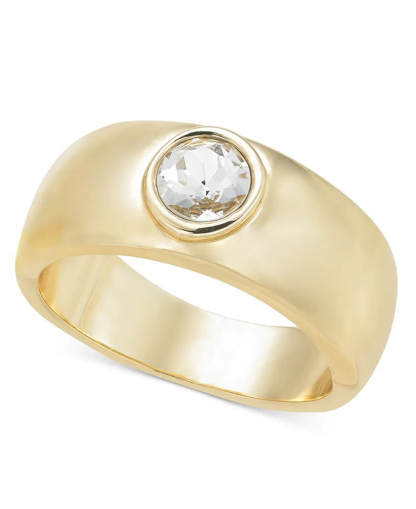 On 34th Gold-Tone Crystal Single Stone Band Ring, Created for Macy's